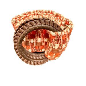 Vintage Orange/Cream/Brown O-Ring Cotton Woven Belt, 40", Retro